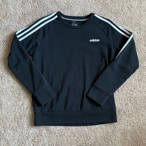 Adidas Signature 3 Stripe Black Fleece Lined Sweatshirt